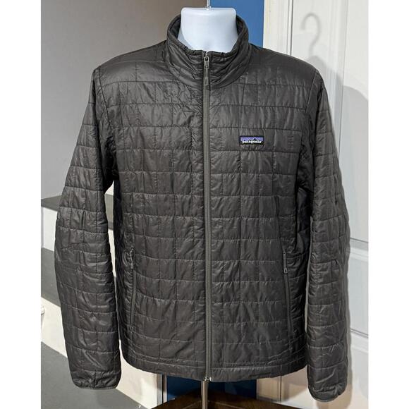 Men's Size Medium Patagonia Nano Puff Insulated Full Zip Forge Grey Gray Jacket!